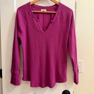 Knox Rose Fuchsia‎ Pink Waffle Knit Long Sleeve Thermal Top XXL Layering Comfy